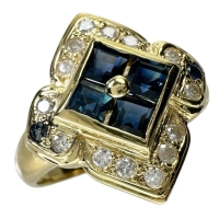 15号 サファイア 0.35ct ダイヤモンド 0.22ct リング・指輪 K18ゴールド 18金 4.7g レディース【中古】【真子質店】【NN】【YTK】