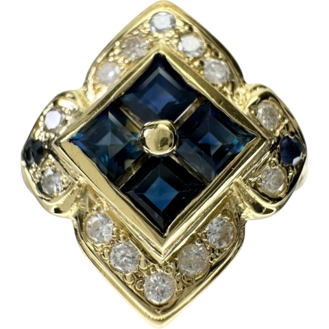 15号 サファイア 0.35ct ダイヤモンド 0.22ct リング・指輪 K18ゴールド 18金 4.7g レディース【中古】【真子質店】【NN】【YTK】