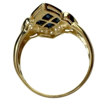 15号 サファイア 0.35ct ダイヤモンド 0.22ct リング・指輪 K18ゴールド 18金 4.7g レディース【中古】【真子質店】【NN】【YTK】