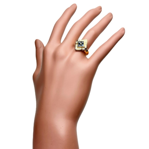 15号 サファイア 0.35ct ダイヤモンド 0.22ct リング・指輪 K18ゴールド 18金 4.7g レディース【中古】【真子質店】【NN】【YTK】