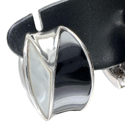 ピアリング ダイヤモンド/ブラックダイヤモンド 計0.52×2ct シェル オニキス イヤリング K18WGホワイトゴールド 18金 7.6g レディース【中古】【真子質店】【NN】【SMaMo】