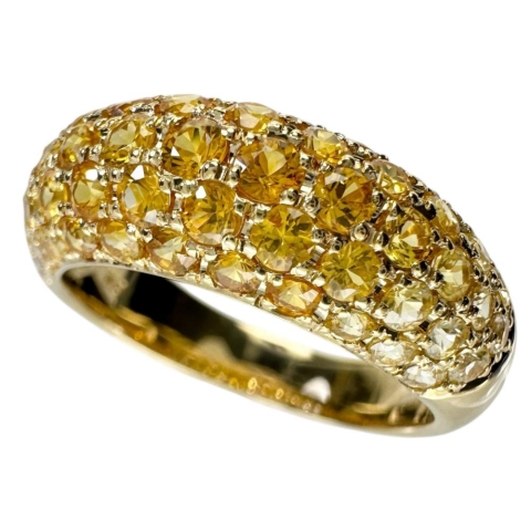 17号 イエローサファイア（カラーグラデーション） 2.59ct リング・指輪 K18ゴールド 18金 7.4g レディース【中古】【真子質店】【NN】【IxxI】