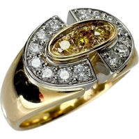 18号【POLA/ポーラ】 ダイヤモンド 0.32ct イエローダイヤモンド 0.13ct リング・指輪 K18ゴールド 18金/Pt900プラチナ 8.9g レディース【中古】【真子質店】【NN】【IIxx】