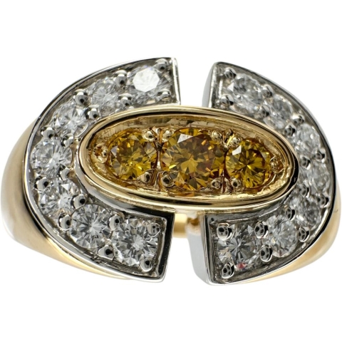 18号【POLA/ポーラ】 ダイヤモンド 0.32ct イエローダイヤモンド 0.13ct リング・指輪 K18ゴールド 18金/Pt900プラチナ 8.9g レディース【中古】【真子質店】【NN】【IIxx】