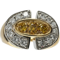 18号【POLA/ポーラ】 ダイヤモンド 0.32ct イエローダイヤモンド 0.13ct リング・指輪 K18ゴールド 18金/Pt900プラチナ 8.9g レディース【中古】【真子質店】【NN】【IIxx】