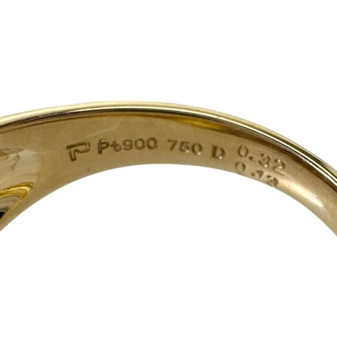 18号【POLA/ポーラ】 ダイヤモンド 0.32ct イエローダイヤモンド 0.13ct リング・指輪 K18ゴールド 18金/Pt900プラチナ 8.9g レディース【中古】【真子質店】【NN】【IIxx】