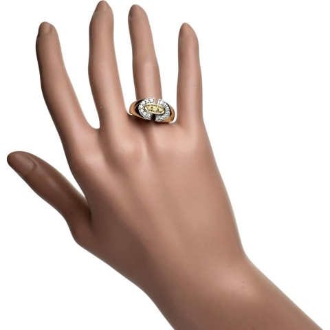 18号【POLA/ポーラ】 ダイヤモンド 0.32ct イエローダイヤモンド 0.13ct リング・指輪 K18ゴールド 18金/Pt900プラチナ 8.9g レディース【中古】【真子質店】【NN】【IIxx】