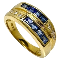 11号 サファイア 計0.89ct ダイヤモンド 計0.07ct リング・指輪 K18ゴールド 18金 4.8g レディース【中古】【真子質店】【NN】【MoTx】