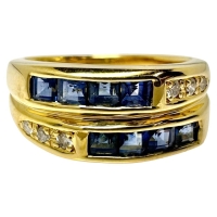 11号 サファイア 計0.89ct ダイヤモンド 計0.07ct リング・指輪 K18ゴールド 18金 4.8g レディース【中古】【真子質店】【NN】【MoTx】