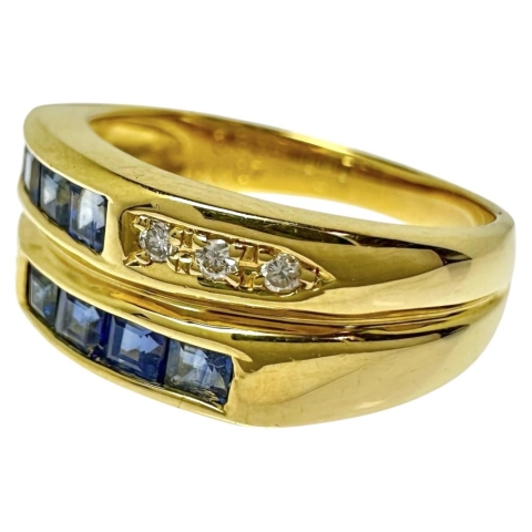 11号 サファイア 計0.89ct ダイヤモンド 計0.07ct リング・指輪 K18ゴールド 18金 4.8g レディース【中古】【真子質店】【NN】【MoTx】
