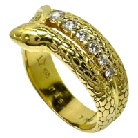 14号【HOSHInoSUNA/星の砂】 スネーク ダイヤモンド 計0.18ct リング・指輪 K18ゴールド 18金 7.1g レディース【中古】【真子質店】【NN】【MiMax】
