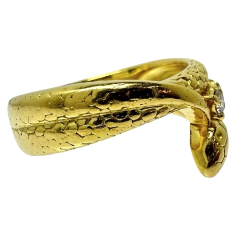 14号【HOSHInoSUNA/星の砂】 スネーク ダイヤモンド 計0.18ct リング・指輪 K18ゴールド 18金 7.1g レディース【中古】【真子質店】【NN】【MiMax】