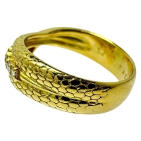 14号【HOSHInoSUNA/星の砂】 スネーク ダイヤモンド 計0.18ct リング・指輪 K18ゴールド 18金 7.1g レディース【中古】【真子質店】【NN】【MiMax】