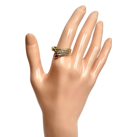 14号【HOSHInoSUNA/星の砂】 スネーク ダイヤモンド 計0.18ct リング・指輪 K18ゴールド 18金 7.1g レディース【中古】【真子質店】【NN】【MiMax】