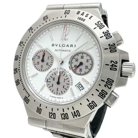 【BVLGARI/ブルガリ】 ディアゴノ タキメトリック CH40STA 腕時計 ステンレススチール 自動巻き/オートマ ホワイト文字盤/シルバーバンド メンズ【中古】【真子質店】【GD】【IMiMaK】