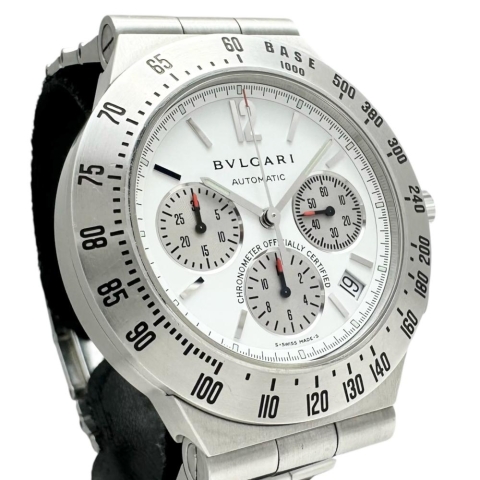 【BVLGARI/ブルガリ】 ディアゴノ タキメトリック CH40STA 腕時計 ステンレススチール 自動巻き/オートマ ホワイト文字盤/シルバーバンド メンズ【中古】【真子質店】【GD】【IMiMaK】
