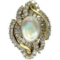 11.5号 ウォーターオパール 2.15ct ダイヤモンド 1.28ct リング・指輪 K18ゴールド 18金 10.5g レディース【中古】【真子質店】【NN】【IKYx】
