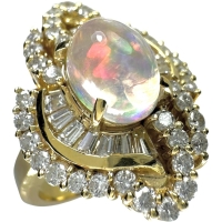 11.5号 ウォーターオパール 2.15ct ダイヤモンド 1.28ct リング・指輪 K18ゴールド 18金 10.5g レディース【中古】【真子質店】【NN】【IKYx】