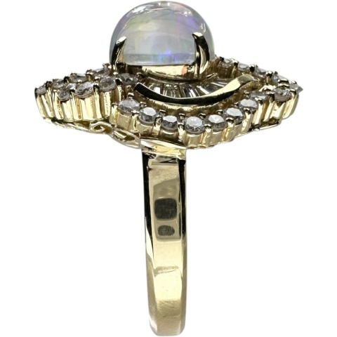11.5号 ウォーターオパール 2.15ct ダイヤモンド 1.28ct リング・指輪 K18ゴールド 18金 10.5g レディース【中古】【真子質店】【NN】【IKYx】