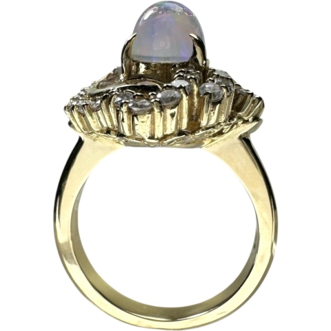 11.5号 ウォーターオパール 2.15ct ダイヤモンド 1.28ct リング・指輪 K18ゴールド 18金 10.5g レディース【中古】【真子質店】【NN】【IKYx】