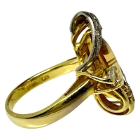 12.5号 シトリン ダイヤモンド 計0.44ct リング・指輪 K18ゴールド 18金/Pt900プラチナ 8.8g レディース【中古】【真子質店】【NN】【SxT】