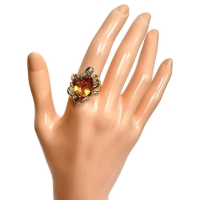 12.5号 シトリン ダイヤモンド 計0.44ct リング・指輪 K18ゴールド 18金/Pt900プラチナ 8.8g レディース【中古】【真子質店】【NN】【SxT】