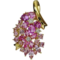 フラワー ピンクサファイア 3.60ct ダイヤモンド 0.16ct ペンダントトップ K18ゴールド 18金 6.7g レディース【中古】【真子質店】【NN】【SYMi】