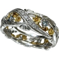 18号 大きいサイズ ダイヤモンド／青石 0.12/0.09ct リング・指輪 Pt900プラチナ/K24ゴールド 24金（純金） 8.4g レディース【中古】【真子質店】【NN】【YYx】