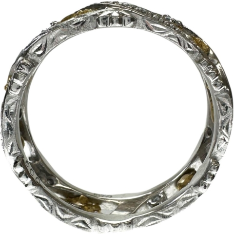 18号 大きいサイズ ダイヤモンド／青石 0.12/0.09ct リング・指輪 Pt900プラチナ/K24ゴールド 24金（純金） 8.4g レディース【中古】【真子質店】【NN】【YYx】