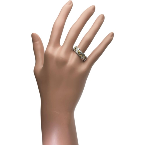 18号 大きいサイズ ダイヤモンド／青石 0.12/0.09ct リング・指輪 Pt900プラチナ/K24ゴールド 24金（純金） 8.4g レディース【中古】【真子質店】【NN】【YYx】