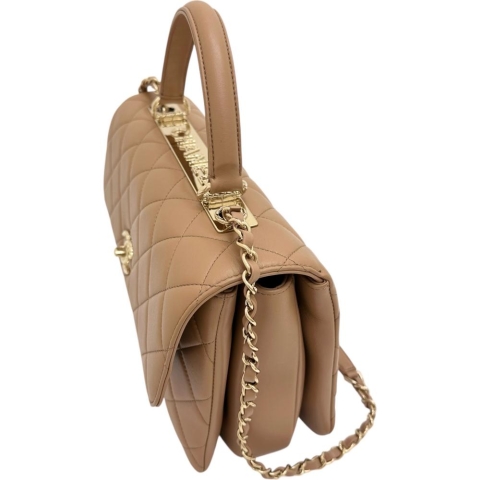 【CHANEL/シャネル】 トレンディCC トップハンドル 2WAYショルダーバッグ  シリアルプレート有 ハンドバッグ レザー ベージュ レディース【中古】【真子質店】【BL】【YIxx】