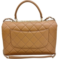【CHANEL/シャネル】 トレンディCC トップハンドル 2WAYショルダーバッグ  シリアルプレート有 ハンドバッグ レザー ベージュ レディース【中古】【真子質店】【BL】【YIxx】