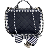 【CHANEL/シャネル】 CCフィリグリー カード/シール有 チェーンショルダー バニティ ハンドバッグ キャビアスキン ネイビー/ホワイト レディース【中古】【真子質店】【BL】【MaMoxx】