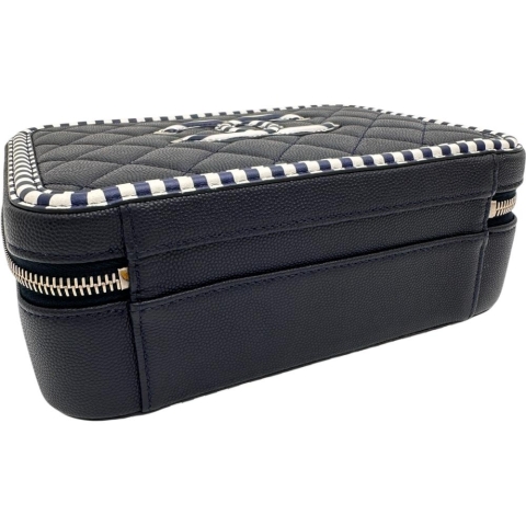 【CHANEL/シャネル】 CCフィリグリー カード/シール有 チェーンショルダー バニティ ハンドバッグ キャビアスキン ネイビー/ホワイト レディース【中古】【真子質店】【BL】【MaMoxx】