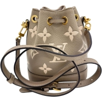 【LOUIS VUITTON/ルイ・ヴィトン】 ナノノエ モノグラムアンプラント M46291 ハンドバッグ レザー ベージュ レディース【中古】【真子質店】【BL】【TTxx】
