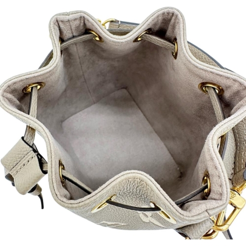 【LOUIS VUITTON/ルイ・ヴィトン】 ナノノエ モノグラムアンプラント M46291 ハンドバッグ レザー ベージュ レディース【中古】【真子質店】【BL】【TTxx】