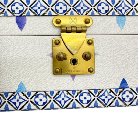 【LOUIS VUITTON/ルイ・ヴィトン】 バイザプール コフレ・トレゾール24 M22995 小物入れ ジュエリーボックス トランク PVC ホワイト系/ブルー レディース【中古】【真子質店】【BL】【MoMaxx】