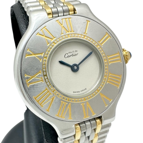 【CARTIER/カルティエ】 マスト21 ヴァンティアン W10051F4 腕時計 ステンレススチール/GP クオーツ ホワイト文字盤/シルバーゴールドベルト レディース【中古】【真子質店】【GD】【YMoD】