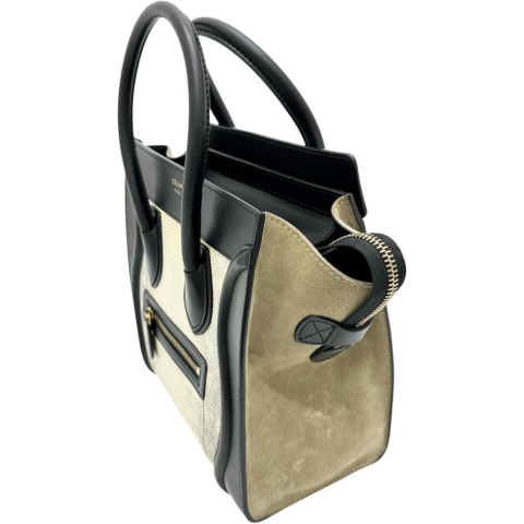 【CELINE/セリーヌ】 ラゲージ ミニショッパー トートバッグ ハンドバッグ リザード/レザー ベージュ レディース【中古】【真子質店】【BL】【IMoxx】