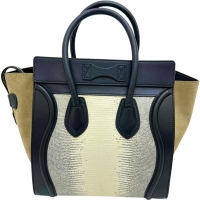 【CELINE/セリーヌ】 ラゲージ ミニショッパー トートバッグ ハンドバッグ リザード/レザー ベージュ レディース【中古】【真子質店】【BL】【IMoxx】