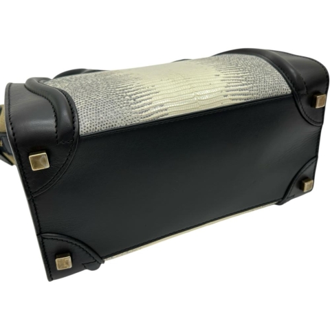 【CELINE/セリーヌ】 ラゲージ ミニショッパー トートバッグ ハンドバッグ リザード/レザー ベージュ レディース【中古】【真子質店】【BL】【IMoxx】