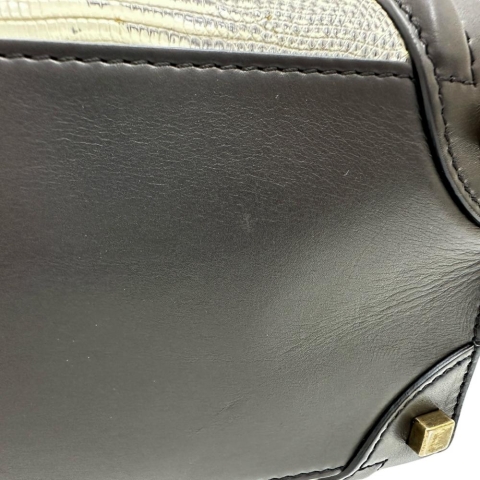 【CELINE/セリーヌ】 ラゲージ ミニショッパー トートバッグ ハンドバッグ リザード/レザー ベージュ レディース【中古】【真子質店】【BL】【IMoxx】