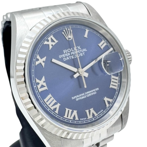 【ROLEX/ロレックス】 デイトジャスト  16234 腕時計 ステンレススチール/WG 自動巻き/オートマ P番(2000年) ブルーローマン文字盤/シルバーベルト メンズ【中古】【真子質店】【BL】【KSDT】【ex】