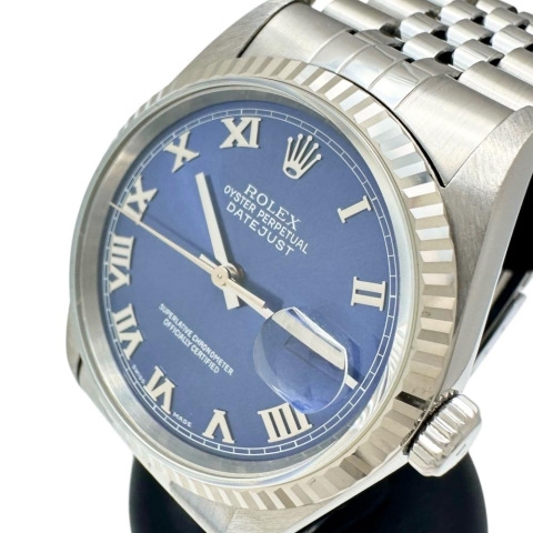 【ROLEX/ロレックス】 デイトジャスト  16234 腕時計 ステンレススチール/WG 自動巻き/オートマ P番(2000年) ブルーローマン文字盤/シルバーベルト メンズ【中古】【真子質店】【BL】【KSDT】【ex】
