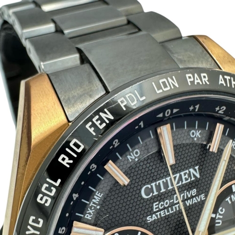 【CITIZEN/シチズン】 アテッサ サテライト CC9016-51E GPS 腕時計 GP/チタン ソーラー電波 ブラック文字盤/ブラックベルト メンズ【中古】【真子質店】【GD】【YxMo】