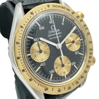 【OMEGA/オメガ】 スピードマスター クロノ 175.0033 コンビ/金目 腕時計 ステンレススチール/レザー/YG 自動巻き/オートマ ブラック文字盤/ブラックレザー社外ベルト メンズ【中古】【真子質店】【BL】【MaxMix】