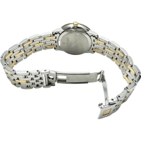 【OMEGA/オメガ】 デビル 424.25.27.60.55.001 8P＆ダイヤモンド巻ベゼル 腕時計 ステンレススチール/イエローゴールド クオーツ シェル文字盤/シルバー、ゴールドコンビベルト レディース【中古】【真子質店】【GD】【TKMox】