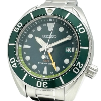 【SEIKO/セイコー】 プロスペックス スモウ SBPK001(5K65-0AA0) ソーラークオーツ GMT 保証書/ギャラ/箱付き 腕時計 ステンレススチール ソーラー グリーン文字盤/シルバーベルト メンズ【中古】【真子質店】【GD】【DSMo】