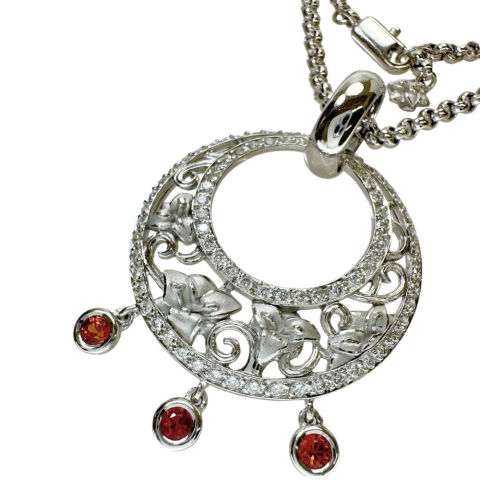 【Carrera y Carrera/カレライカレラ】 オレンジサファイア ダイヤモンド ネックレス K18WGホワイトゴールド 18金 15.9g 44.5cm レディース【中古】【真子質店】【BL】【TMoSY】