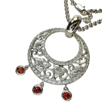 【Carrera y Carrera/カレライカレラ】 オレンジサファイア ダイヤモンド ネックレス K18WGホワイトゴールド 18金 15.9g 44.5cm レディース【中古】【真子質店】【BL】【TMoSY】